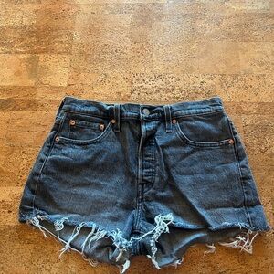 Levi's Black Frayed Denim Cutoff Shorts
